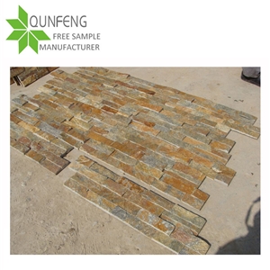 Z Shape Split Surface Antacid Stone Wall Panel Natural Yellow Quartzite, Golden Rustic Quartzite Ledgestone