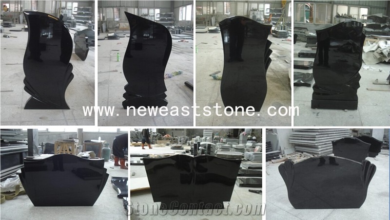 Cheap Absolute Black China Black Upright Headstone Tear Drop Headstone Funeral Monument Prices