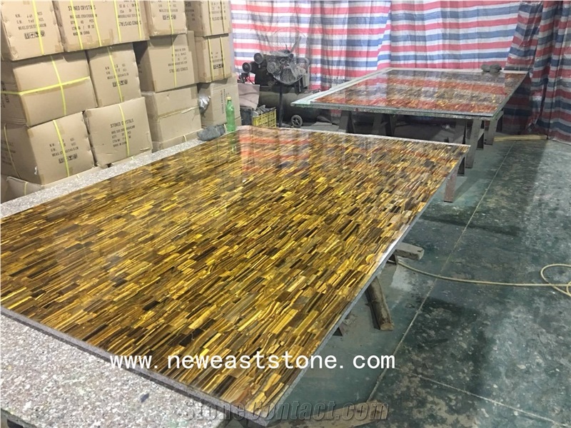 Directly Imported Tiger Eyes Semiprecious Stone Wall Stone Stone Price Slabs & Tiles