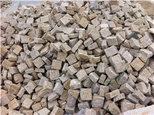 G682 Paving Stone, Golden Granite Pavers, Rusty Yellow Granite Cobble Stone, Sunset Granite Cube Stone