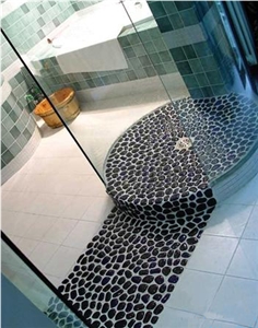 Wholesale Decorative Natural Polished Black River Pebbles Wash Stone Flooring for Walkway in Bathroom