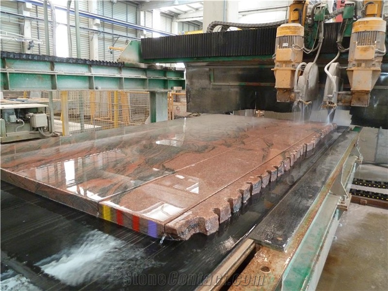 Salmon Tropical Granite Polished, Saw Cut Slabs