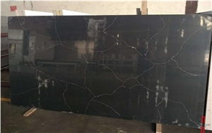 White Vein Eternal Calacatta Black Quartz Kitchen Tops