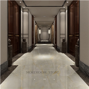 White Onyx Golden Line Water Ripple Porcelain Floor Tiles