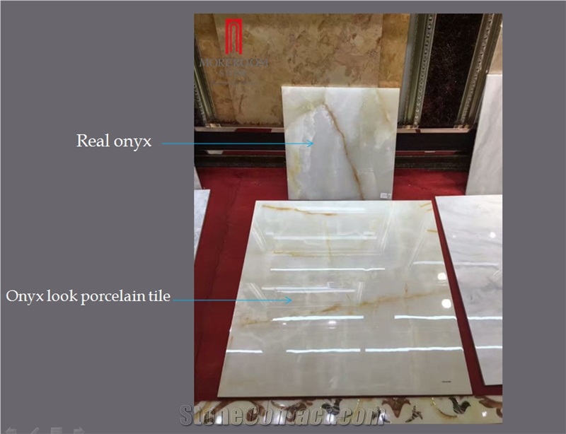 White Onyx Golden Line Water Ripple Porcelain Floor Tiles