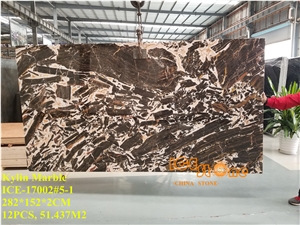 Chinese Antique Rive Brown Polished Marble Tiles & Slabs/China Kylin Black White Wall Floor Covering/Cheap Price Quantity Project/Cream Chocolate