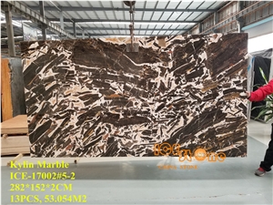 Chinese Antique Rive Brown Polished Marble Tiles & Slabs/China Kylin Black White Wall Floor Covering/Cheap Price Quantity Project/Cream Chocolate