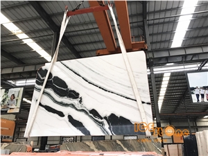 Own Quarry Factory China Panda White Marble Tile&Slab,Chinese,Polished for Feature Wall,Landscape Pattern,Bookmatch,Cover,Tv Set