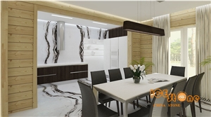 Own Quarry Factory China Panda White Marble Tile&Slab,Chinese,Polished for Feature Wall,Landscape Pattern,Bookmatch,Cover,Tv Set