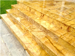 Hand Carved Jerusalem Gold Limestone Stairs & Steps