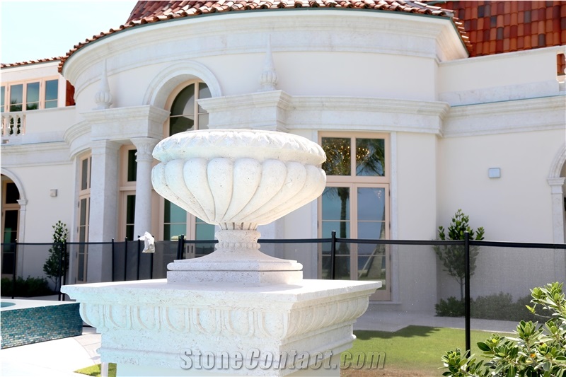 Hand Carved Jerusalem Limestone Flower Pots