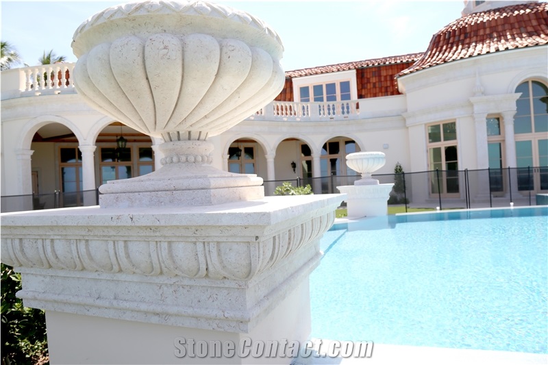 Hand Carved Jerusalem Limestone Flower Pots