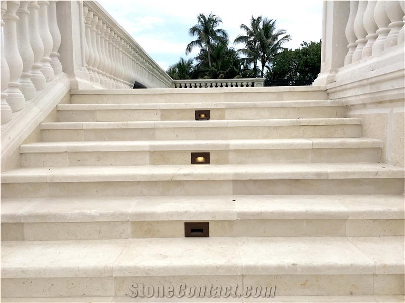 Hand Carved Jerusalem Limestone Stairs & Steps