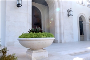Hand Carved Jerusalem White Limestone Flower Pots