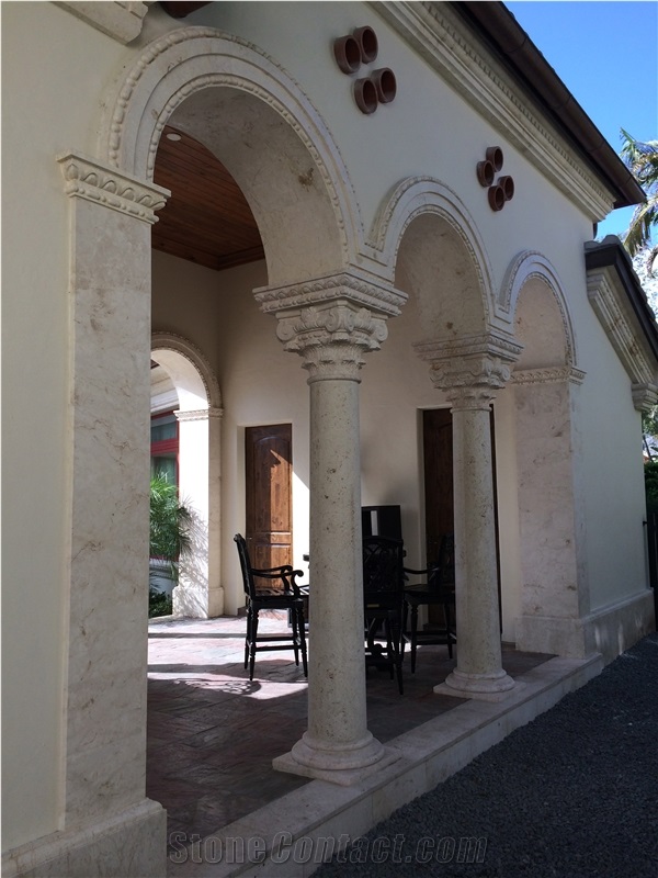 Luxury Hand Carved Jerusalem Stone Architecture Columns