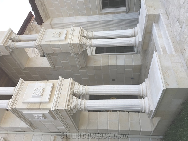 Luxury Hand Carved Jerusalem Stone Architecture Columns