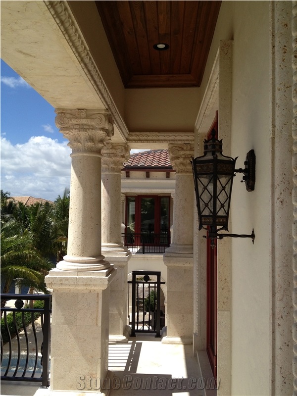 Luxury Hand Carved Jerusalem Stone Architecture Columns