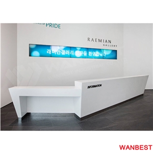 Commercial Acrylic V Shaped Office Hotel Hall Reception Desk