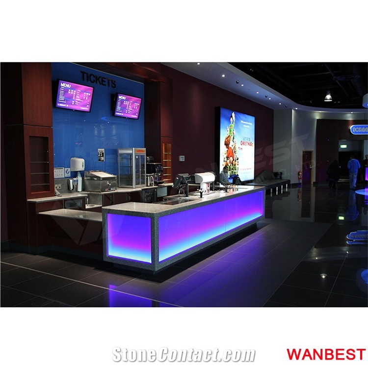 High Glossy Led Artificial Marble Hotel Spa Reception Desk