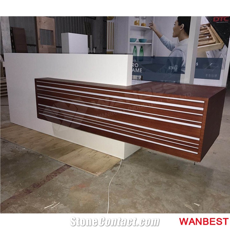 High Glossy Led Artificial Marble Hotel Spa Reception Desk