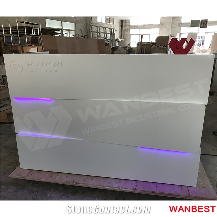 High Glossy Led Artificial Marble Hotel Spa Reception Desk