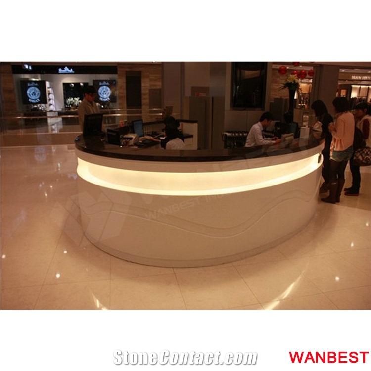 Luxury Artificial Marble Hotel Company Lobby Hall Round Reception Desk