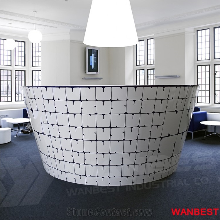 Luxury Artificial Marble Hotel Company Lobby Hall Round Reception Desk