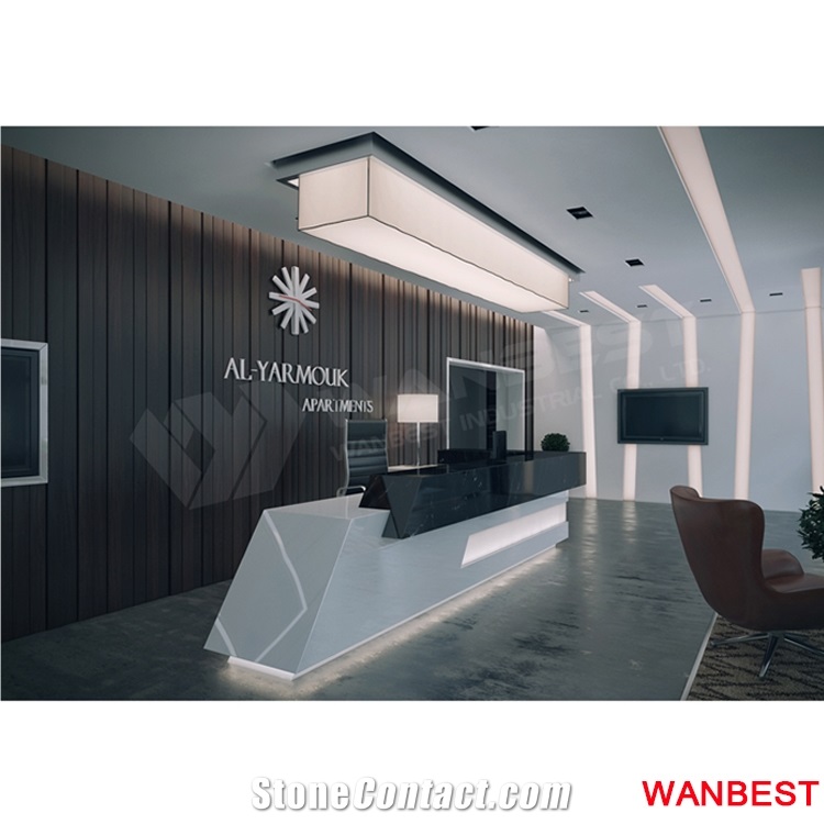 Luxury Artificial Marble Led Company Spa Lobby Reception Desk Design