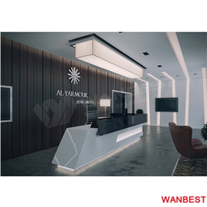 Luxury Artificial Marble Led Company Spa Lobby Reception Desk Design