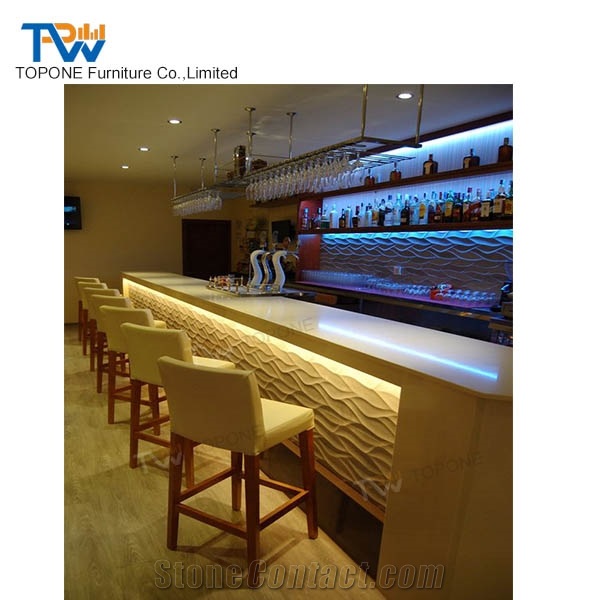 Black Artificial Marble Stone Led Lighted Night Club Bar Counter Tops