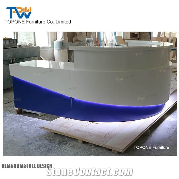 China Factory Office Furniture Acrylic Solid Surface White Reception Counter Tops, Interior Stone Acrylic Solid Surface Office Reception Counter Desk