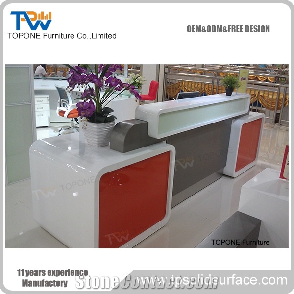 China Factory Office Furniture Acrylic Solid Surface White Reception Counter Tops, Interior Stone Acrylic Solid Surface Office Reception Counter Desk