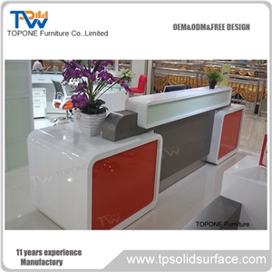 China Factory Office Furniture Acrylic Solid Surface White Reception Counter Tops, Interior Stone Acrylic Solid Surface Office Reception Counter Desk