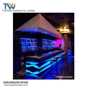 Fashion Black Led Lighted Marble Stone Oem Bar Counter Tops Design