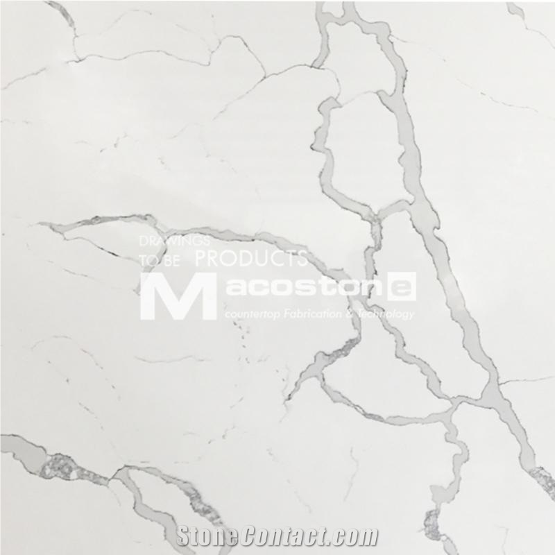 Engineered Calacatta Quartz Stone Slab with Natural Veins
