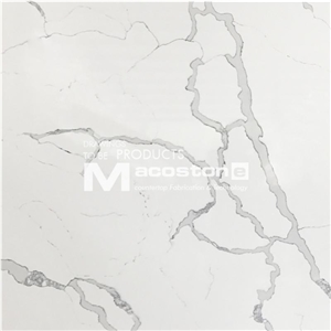 Engineered Calacatta Quartz Stone Slab with Natural Veins