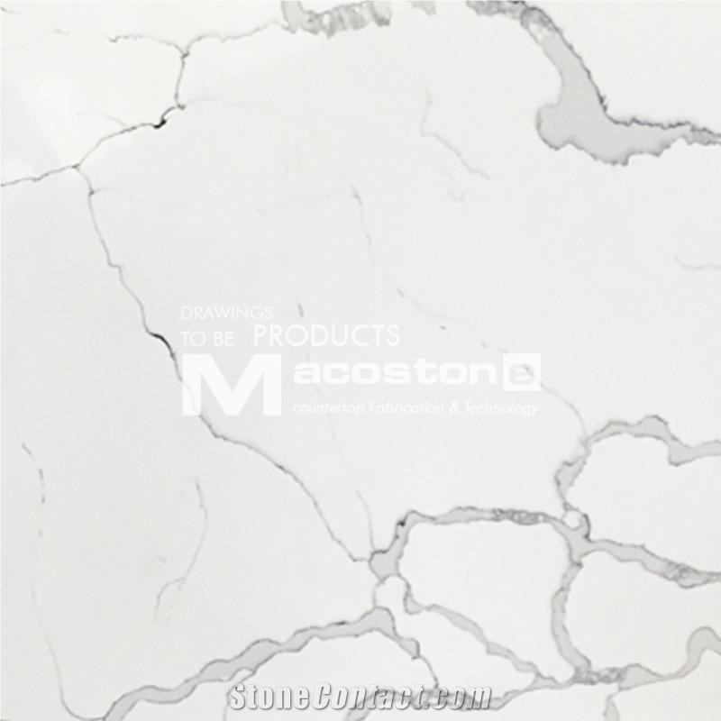 Engineered Calacatta Quartz Stone Slab with Natural Veins
