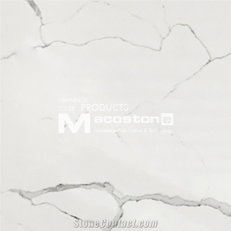 Engineered Calacatta Quartz Stone Slab with Natural Veins