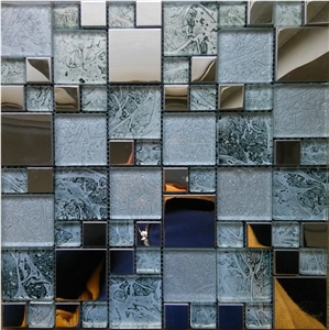 Foiled Crystal Glass Mix Metal Mosaic Tile Foiled Crystal Glass Mix Metal Mosaic Tile