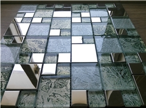 Foiled Crystal Glass Mix Metal Mosaic Tile