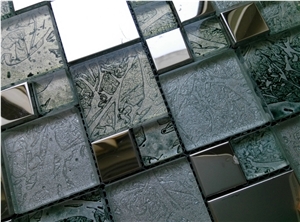Foiled Crystal Glass Mix Metal Mosaic Tile