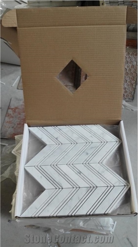 Carrara White Mosaic Polished,White Marble Mosaic Pattern,Professional Mosaic Factory,Mosaic Manufacturer