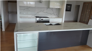 Artificial Calacatta Carrara White Quartz Marble Engineered Stone