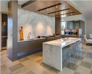 Calacatta Gold Marble Modern Kitchen Islands Top,Countertop Customzied