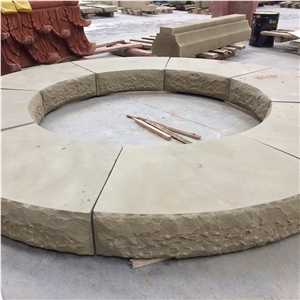 Beige Sandstone Natural Finished China Rough Cube Stone Brick Pavers