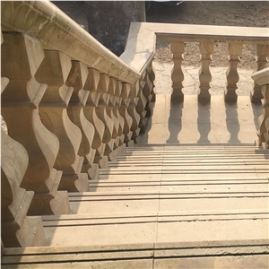 Natural China Yellow Wooden Vein Sandstone for Building China Stone Balustrade Handrail