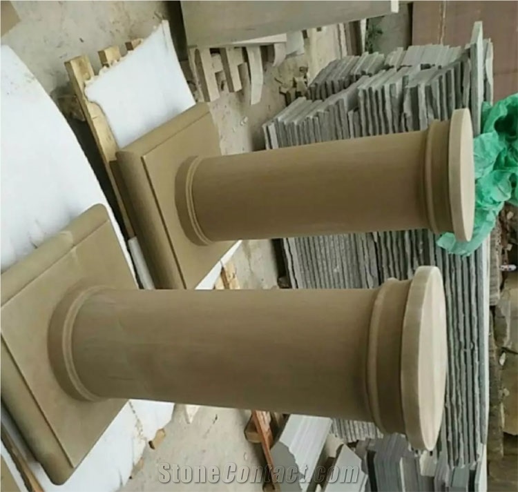 Natural China Yellow Wooden Vein Sandstone for Building China Stone Balustrade Handrail