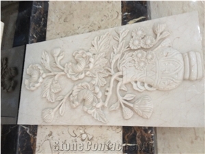 3d Cnc Beige Marble Flower Screen,Flower Window Wall Relief