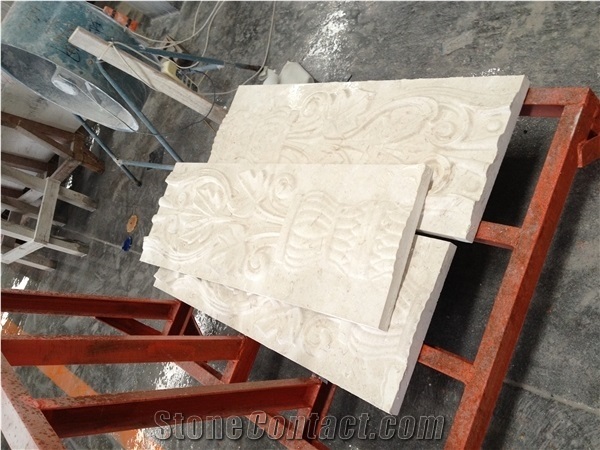 3d Cnc Beige Marble Flower Screen,Flower Window Wall Relief