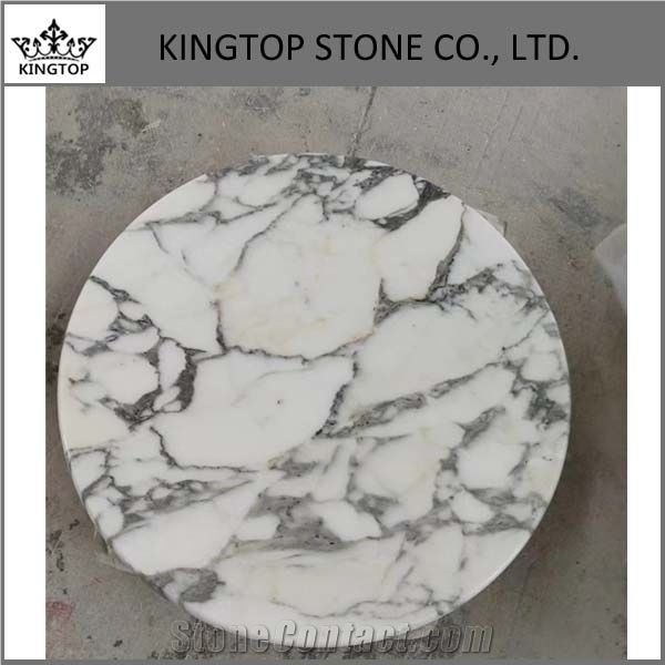 Italy Arabescato White Marble Round and Square Table Top with Plywood